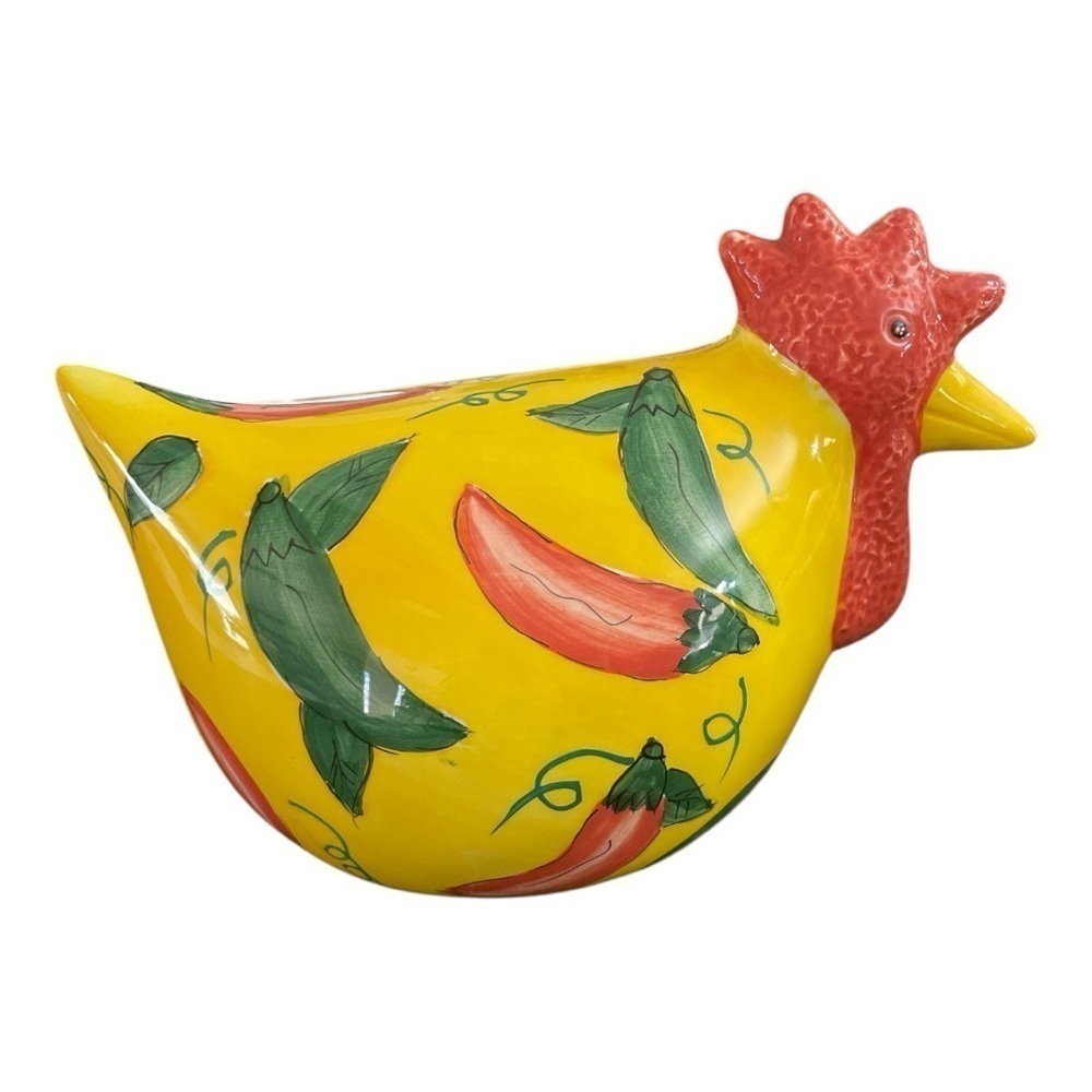 Rooster & Hen Chili Peppers & polka dot Hand Painted ceramic figurine VTG, farm - Picture 3 of 16